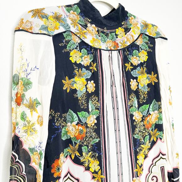 Saloni Womens Joy B Mini Dress Pavilion Garden Print High Neck Multicolor Size 2 - Picture 4 of 10